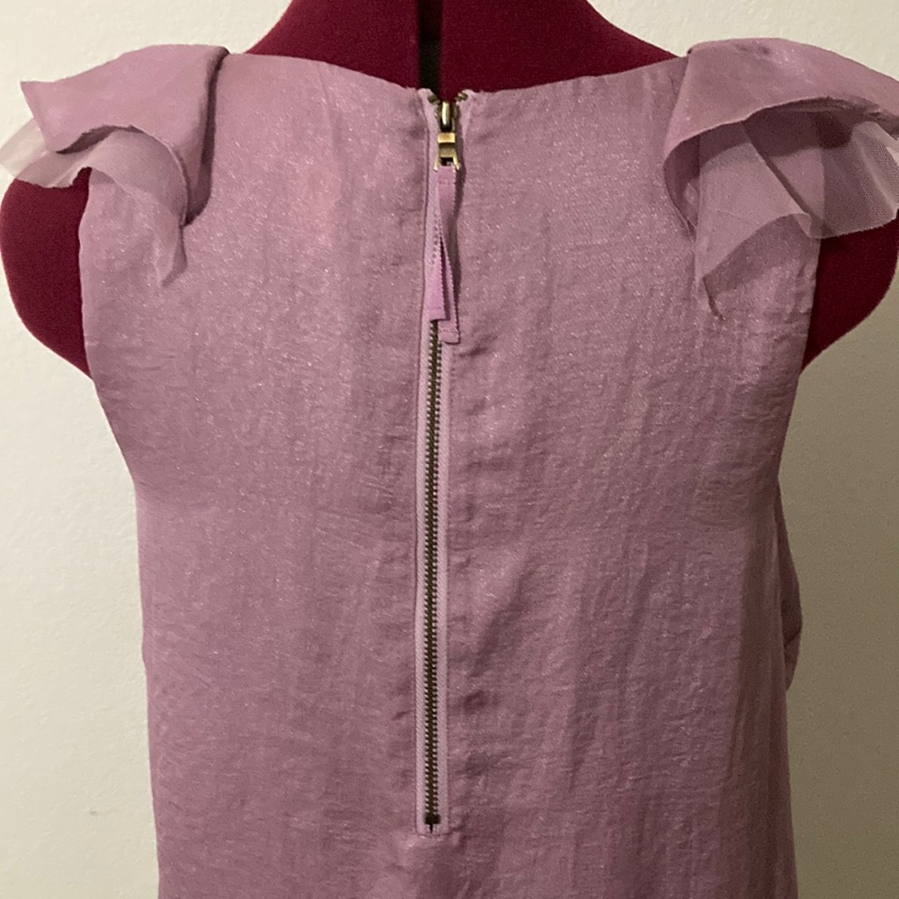 Loft SZ S sleeveless ruffled collared lilac with lining blouse & visible zipper - Picture 5 of 6